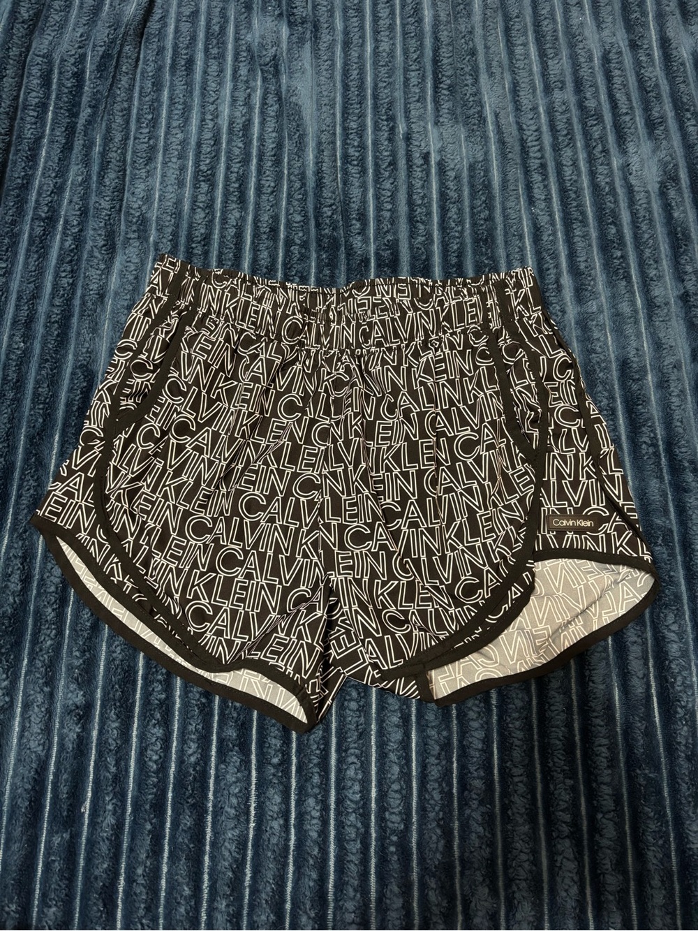 Calvin Klein Black Swim/Active Shorts with White Logo Waistband